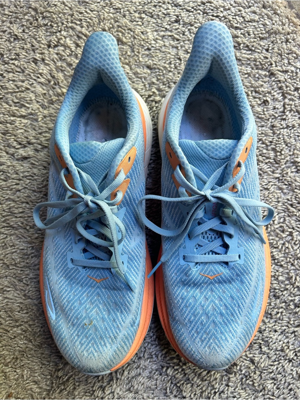 Hoka Women's Light Blue and Peach Athletic Running Shoes